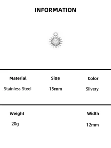 5piezas/10piezas/20piezas Colgante de Sol en Relieve de Acero Inoxidable, Accesorios de Joyería DIY de Cara de Sol de Moda Retro, Artículos talla grande Vendidos Transfronterizos - Mini Sol - Ver 9