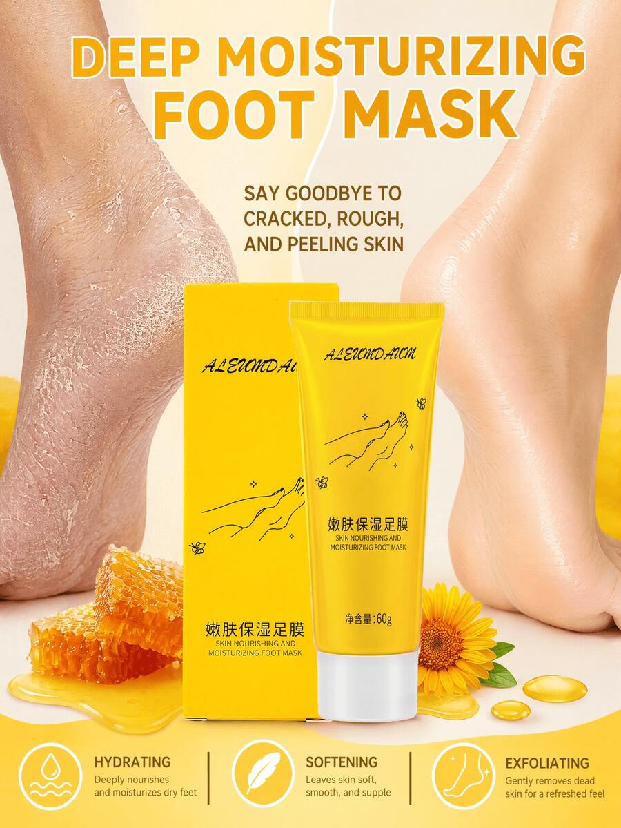 Hydrating Exfoliating Foot Mask – Treating Athlete's Foot, Softening, Moisturizing & Nourishing Dry Feet, Softens Calluses & Dry Cracked Heels Say Goodbye To Rough Feet And Enjoy Ultimate Softness! Peel-Off Foot Mask.