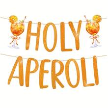 1 طقم إكليل زخرفي برتقالي اللون من Aperol ، لافتة جدارية متلألئة، مناسبة لأعياد الميلاد وحفلات العروس وحفلات الصيف والكرنفالات وأعياد الميلاد في يوليو - A - مشاهدة 1