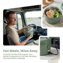 Electric Lunch Box, 1.2L Portable Food Warmer With 12V/24V Car & 110V Home Plugs, Spill-Proof, Dishwasher, No Microwave Needed, With Utensil Set & Carry Bag(Black), For Car, Truck, Work, Camping & Meal Heating - US A Type Plug(110-127V) - View 5