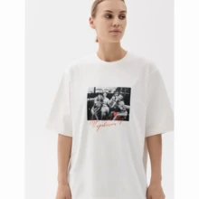 Camiseta de manga corta 100% algodón, estilo retro americano, holgada y versátil, para verano, moda europea y americana. - Blanco - Ver 5
