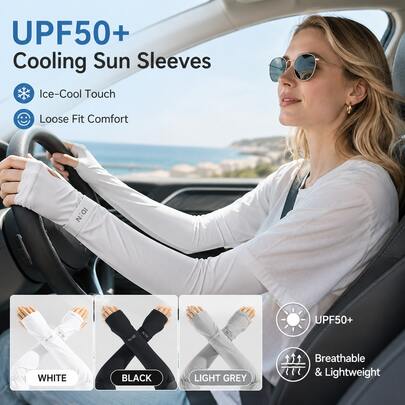 1 đôi ống tay chống nắng UPF50+ màu trơn, nhẹ, thoáng khí, chắn tia UV dành cho nữ, thích hợp cho lái xe, đạp xe, chơi golf, câu cá và các hoạt động thể thao ngoài trời mùa hè.