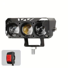 Automotive Work Light Motorcycle LED Dual-Color Mini Lens Headlight Driving Light Fog Light Motorcycle Front Headlight SUV UTV Spotlight, Car Lights, Auto Parts, Automotive Accessories - Black - View 12