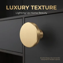 1-12pcs Gold Aluminum Alloy Drawer Pulls - Round Handles Suitable For Home, Applicable To Drawers, Cabinets, Wardrobes, Home Decor - Black - View 5