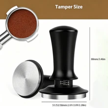 1个带刻度的可调节压力咖啡压粉器，304不锈钢重型压粉器，铝合金手柄，51/53/58毫米压粉器及压粉垫，适用于意式咖啡机、咖啡站及咖啡师配件 - 黑色 - 查看 12
