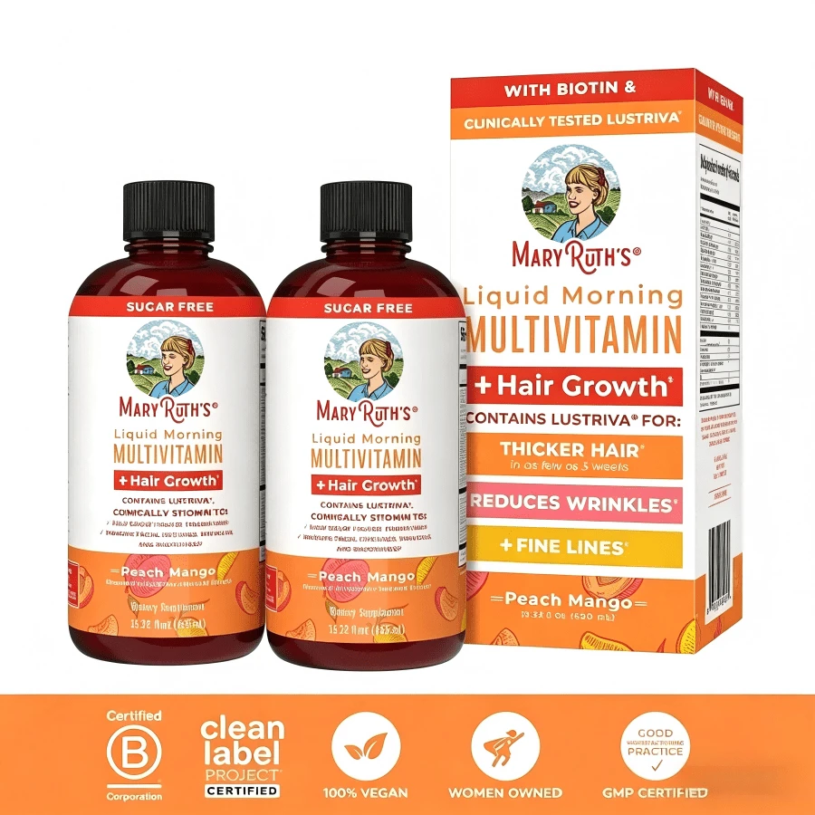 Hair & Skin Vitality Liquid - Clinically Proven Formula With ®| 15.2fl Oz Multivitamin Complex - 2PCS - 查看 1