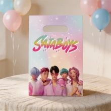 10pcs Cartoon Anime Style K-Pop Theme Party Gift Bags, Cute Cartoon Character Plastic Gift Bags, Suitable For Children And Teenagers Birthday Parties And K-Pop Fans Daily Use - Multicolor - View 2