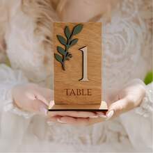 10pcs Wooden 1-30 Table Number Plates, Square Wooden Wedding Table Decor, Rustic Wedding Decoration, Wedding Table Signage, Table Number Signs, Party Table Numbers - No. 1-10 - View 6