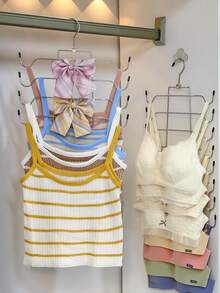 4/8 Tier Foldable Metal Clothes Hanger, Multi-Layer Pants Rack, Durable Lingerie Storage Rack, Collapsible Dorm Hanger Suitable For College Girls And Home Essential - Space-Saving Underwear, Shirt And Pajama Storage - View 1