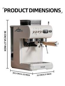 AEOMJK Espresso Machine With Grinder, All-In-One Semi-Automatic Espresso Machine, Built-In Bean Grinder, Milk Frothing Steam Wand, Digital Display, Adjustable Grind Settings, Suitable For Espresso, Latte, Cappuccino, Americano, Home Coffee Machine For Kitchen, Office And Coffee Bar - Multicolor - View 11