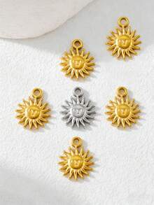 5piezas/10piezas/20piezas Colgante de Sol en Relieve de Acero Inoxidable, Accesorios de Joyería DIY de Cara de Sol de Moda Retro, Artículos talla grande Vendidos Transfronterizos - Mini Sol - Ver 2