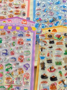 可愛箔面海洋動物3D壓花海豹貼紙、壽司和漢堡水晶滴膠封印，適用於剪貼簿、Guka DIY、手機殼、水瓶、筆記型電腦、相簿、生日禮物和禮物交換 - 彩色 - 查看 5