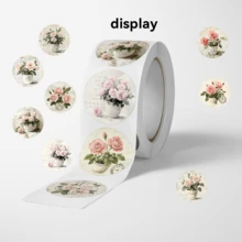 JOERBABU the little kangaroo Bobbie 499 Pcs/Roll Pink Rose Scripture Pattern Stickers, 10 Assorted Styles, Christmas Gift Wrapping Labels, Scrapbook Stickers, Planner Gift Wrapping, Paper Craft Decoration, Party Gifts, Gift Box Decoration And Reward Stickers - Multicolor - View 6