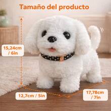 [Regalo para el Dia del Nifio] Perro de peluche inteligente,perro robot inteligente, camina, ladra, mueve la cola, juguetede compafiia para nifios,regalo de cumpleafios para nifios ynifias, juguete interactivo, adecuado como regalo paraNavidad, Afio Nuevo, cumpleafios, Dia del Nifio y Pascua. - Blanco - Ver 6