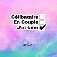 Black And White French Relationship Status, For Foodies, Eating Is More Important Than Dating, Heartbreaking And Funny, Self-Adhesive Bumper Sticker, Suitable For Cars, Windows, Laptops, Trucks, Water Bottles - Multi-Functional Durable Design, Car Sticker - Vinyl - View 3