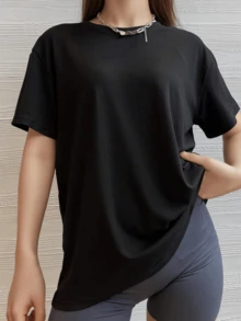 1 Piece Women's Mama T-Shirt With Cute Heart Print, Graphic Tee, Mother's Day Gift, Fashionable Casual Top For Mom, White, 100% Cotton, Prints Are Fully Printed. Unisex. - 黑色 - 查看 2