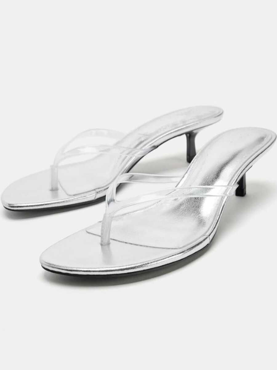 2026 Nuevas sandalias de tacón alto de verano, sandalias de tiras transparentes minimalistas y versátiles
