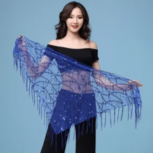 1件女款三角肚舞服裝，附亮片流蘇裙腰帶，適用於舞蹈表演、嘉年華、派對、夜店、海灘、異國風情裝飾、波希米亞、復古風格 - 彩色 - 查看 7