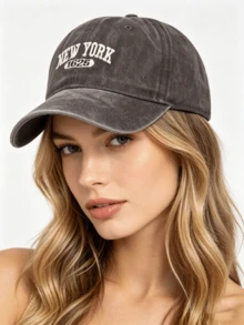 1pc Women's Washed NYC Letter Embroidery Baseball Cap, Suitable For Spring, Summer, Autumn, Winter, Sun Protection, Daily Wear, Outdoor Sports, Holiday, Travel - Blue - View 13
