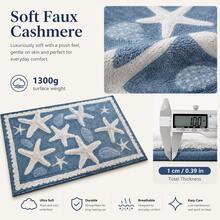 1PC Blue Starfish Bath Mat, Coastal Style Faux Velvet Rectangular Rug With Low-Pile Short Plush, Machine Washable & Easy Clean Non-Slip Bathroom Floor Mat For Home Decor.Bath Mat,Bathroom Rug Area Rug For Bedroom Or Living Room Decor. - Ocean Breeze - View 7