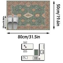 1pc Vintage European-Style Persian Floral Totem Area Rug/Carpet/Door Mat, Moroccan Inspired Faux Wool Rug, Suitable For Bathroom, Kitchen, Entryway, Hallway, Bedside, Living Room, Bedroom, Machine Washable, Home Decor - Multicolor - View 16
