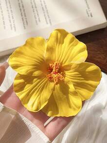 3入大號女性用大槿花髮夾，熱帶夏威夷風花朵髮夾，霧面夏季海灘髮飾，適用於粗細髮質，度假與派對適用美花髮夾 (紅、白、黃) - 彩色 - 查看 6