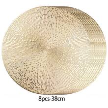 4/6/8/12pcs 15 Inch PVC Gold Round Placemats, Fireworks Pattern, 15 Inch Washable Placemats Suitable For Dining, Events, Banquets, Weddings, Bridal Showers, Home Daily Use - Gold - View 13