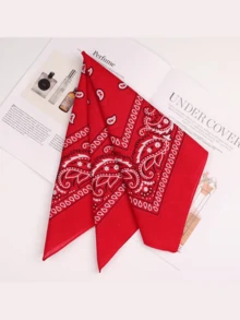 Red Cashew Pattern Versatile Scarf, Retro Headband, Outdoor Small Scarf, Y2K Style Headband Suitable For Daily Life, Street Dance, Party Outfit Matching - Multicolor - View 1