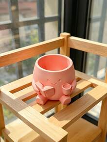 1pc Mini Succulent Plant Pot For Office Desks, A Perfect Container For Growing Herbs Or Succulents, Ideal As A Gardening Gift And Home Decoration, Made Of Plastic Set Of 3D Printed Sitting Posture Heart-Shaped Flower Pots,For Office Desktop, Creative Garden Balcony Landscape Planters, Home Decor Items - A - View 11