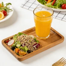 Holzteller, Tablett, Schüssel, kann mit Brot, Salat, Gerichten, Obst verwendet werden, kann mit gekochten Lebensmitteln in Kontakt kommen, Teller, Küchenutensilien, geeignet für Partys, Heimdekoration, Restaurantteller, Hochzeitsdesserts, Picknicks und andere Anlässe, leicht zu reinigen, perfektes Geschenk für Muttertag, Ostern, Geburtstag - Kastanienbraun - Übersicht 8