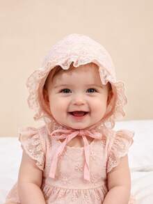 1pc Baby/Toddler Girl Cute Floral Lace Brim Sun Hat, Spring/Summer Princess Style Bonnet, Versatile Daily Wear - 1PC - View 2