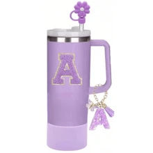 A-Z 4件組 30-40oz 杯子配件套組－配件組，A字母吊飾、A杯矽膠保護底座、A杯字母貼紙，日常節日驚喜禮物（不含杯子） - 淡紫色 - 查看 3