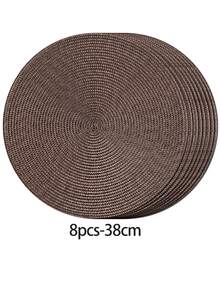4/6pcs Brown PP Handwoven Placemats, Round Woven Placemats, Heat Insulation Pads, Decorative Mats, Best Selling, Multiple Colors Available, Table Mats, Wrinkle-Resistant Placemats, Suitable For Birthday, Christmas, Housewarming, Celebration, Holiday Party, Family Gathering, Etc. (The 38cm Size Is Suitable For Large Tables, The 30cm Size Is Suitable For Small Tables, And There Are Also 12cm Cute Coasters Available.) - Brown - View 15