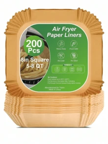 200/25 piezas - Forros para freidora de aire, papel de hornear cuadrado para freidora de aire (apto para 2-8 cuartos), tapetes de hornear antiadherentes, aptos para freír, hornear, cocinar, asar y microondas, a prueba de aceite, sin bandeja - Fácil de limpiar, utensilios de hornear, artículos esenciales de cocina, accesorios para freidora de aire - Multicolor - Ver 13