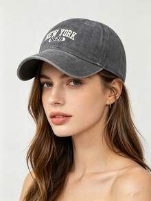 1pc Women's Washed NYC Letter Embroidery Baseball Cap, Suitable For Spring, Summer, Autumn, Winter, Sun Protection, Daily Wear, Outdoor Sports, Holiday, Travel - Blue - View 17
