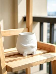 1pc Mini Succulent Plant Pot For Office Desks, A Perfect Container For Growing Herbs Or Succulents, Ideal As A Gardening Gift And Home Decoration, Made Of Plastic Set Of 3D Printed Sitting Posture Heart-Shaped Flower Pots,For Office Desktop, Creative Garden Balcony Landscape Planters, Home Decor Items - A - View 8