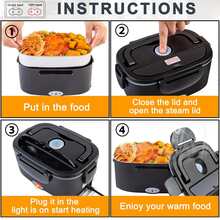 1.5L Electric Lunch Box With Dual Inner Containers, 3in 1 Ultra Heated Lunch Boxes, With Leakproof Removable Container, Cutlery & Insulated Cooler Bag For Car, Truck, Work, Camping & Meal Heating, Travel Food Warmer - US A Type Plug(110-127V) - View 8