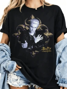2026 Vampire Iconic Retro Bootleg Style T-Shirt From A Cult Series, Ideal For Everyday Wear For Fantasy And Streetwear Fans - Black - View 6