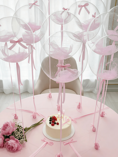 33/66 piezas Globos de burbuja transparentes de 20 pulgadas con lazos de poliéster, globos de decoración para bodas, decoraciones de fiesta de cumpleaños rosa, adecuados para fiestas de cumpleaños, bodas, fiestas de princesas, despedidas de soltera, Día de San Valentín, fiestas de despedida de soltera, suministros para fiestas
