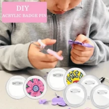 5/8/20/30Pcs DIY Acrylic Button Badge Making Kit, Transparent Handmade Badge Button Photo Craft Supplies - White - View 5