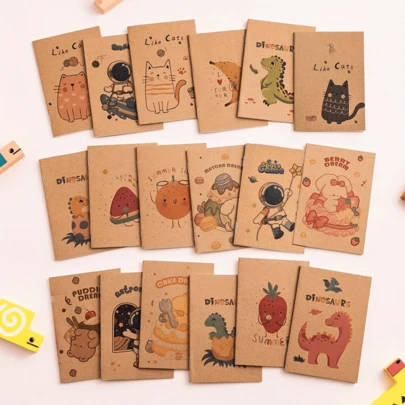 10pcs/30pcs/50pcs Mini Pocket Notebooks - Various Cute Cartoon Designs (Astronaut, Dinosaur, Cat) With Blank Pages, Portable Pocket Memo Pads Suitable For School, Office, Gift Ideas, Adorable Notebooks