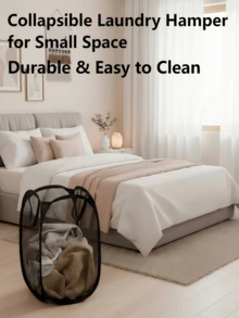1pc Minimalist Foldable Laundry Basket, Large 36 X 36 X 58cm Portable Home Bedroom Bathroom Storage Basket - Multicolor - View 4
