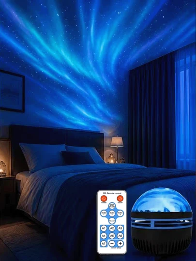 Aurora & Sky RGB LED Projection Lamp – USB Powered, Remote Controlled, Adjustable Color Light, Ideal For Bedroom, Desk, Bedside, Or Modern Indoor Ambiance