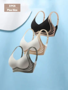 3pcs Anti-Gravity Lift Seamless Sexy Wireless Bra, Supportive Cups Prevent Sagging - Black - View 11