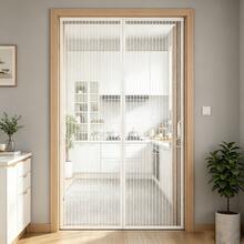 Magnetic White Anti-Mosquito Screen Door, High Density Mesh, No Drilling Adhesive Tape Installation, Durable, Summer Home Insect Barrier, Suitable For Bedroom, Living Room, Entrance, Balcony, Invisible Screen Door With Hooks On Both Sides, Easy To Disassemble And Clean - White Square Hole Hook - View 5