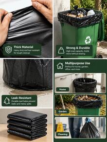 Large Heavy Duty Trash Bags – Thick, Durable Garbage Bags For Home, Garden & Cleaning, Multipurpose Household Essentials - Black - View 3