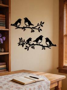 2pcs Metal Decorative Art Metal Bird Wall Decor, Elegant Silhouette Redbird Ornament, Suitable For Home And Garden - One Size Fits All - View 9
