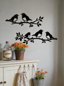 2pcs Metal Decorative Art Metal Bird Wall Decor, Elegant Silhouette Redbird Ornament, Suitable For Home And Garden - One Size Fits All - View 11