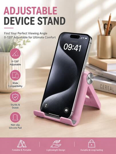 2 piezas Soporte plegable y portátil para teléfono, soporte de escritorio de ABS de alta calidad, ángulo ajustable universal, soporte de escritorio plegable de varios ángulos, diseño compacto de bolsillo, adecuado para todos los teléfonos inteligentes y tabletas, almacenamiento estable y antideslizante para el escritorio, esencial para la oficina, el hogar y los viajes