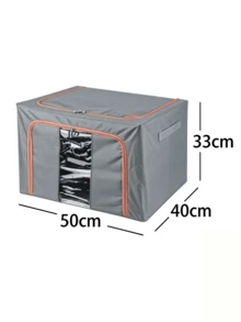 1pc Large-Capacity Storage Box With Transparent Viewing Window, Steel Frame Support And Foldable Design. Ideal For Organizing Clothes And Quilts, It Is A Household Wardrobe Storage Box With Waterproof And Moistureproof Functions. - Multicolor - View 13